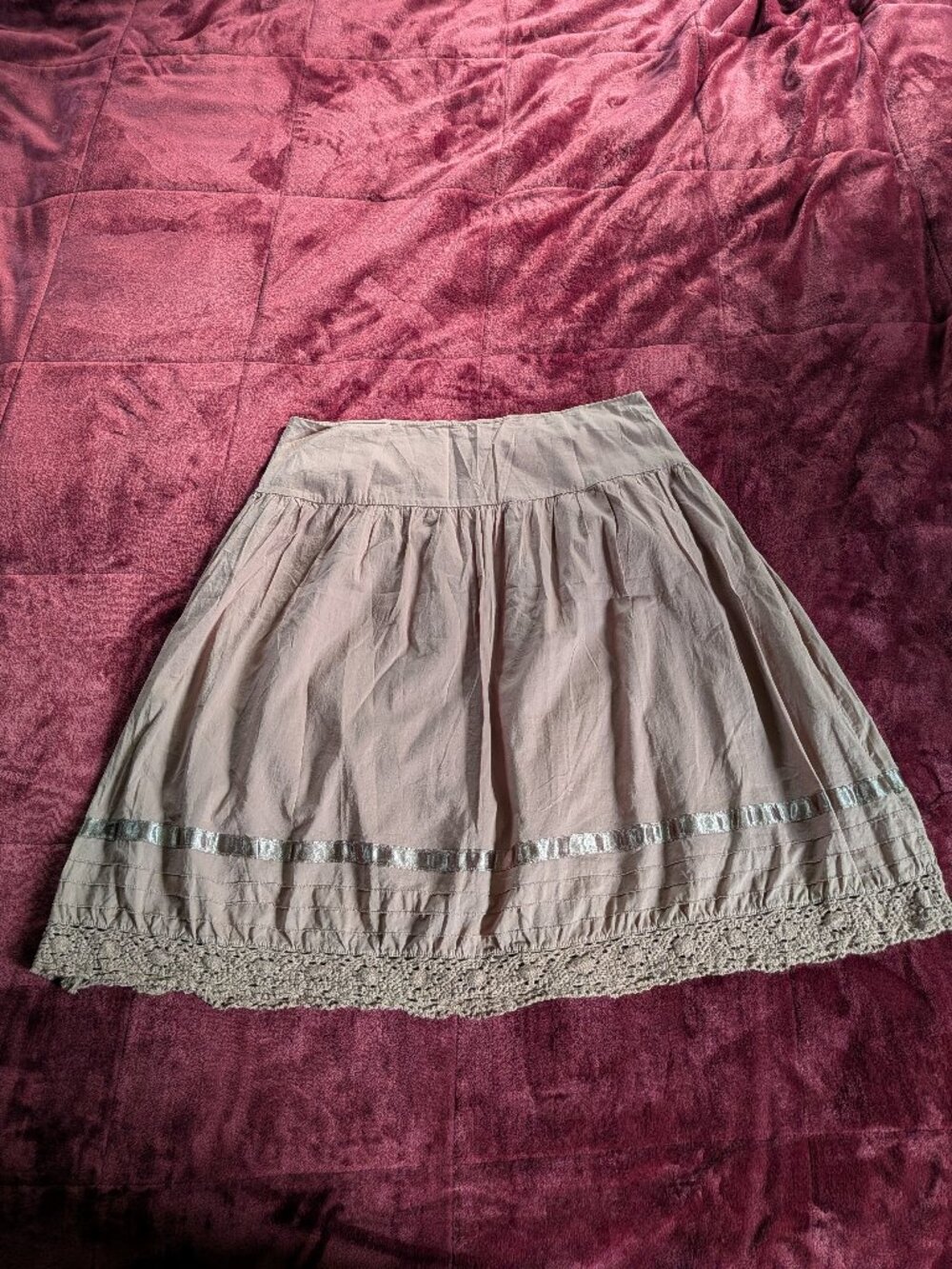 Vintage 90s New York & Company Lace Trim A-Line Skirt